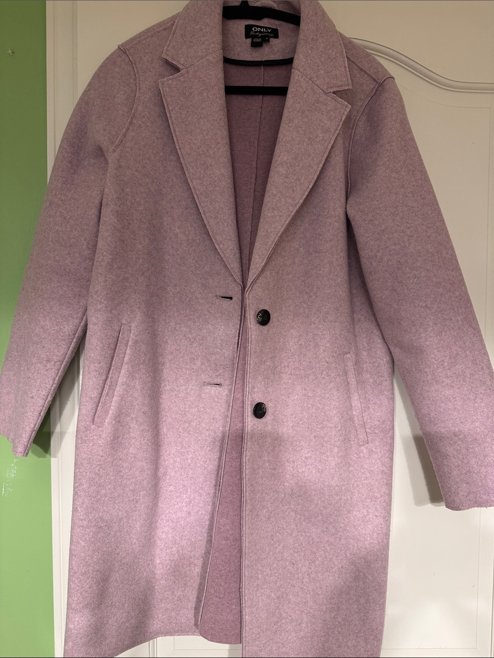 ONLY Lilac Wool-Blend Single-Breasted Trench Coat